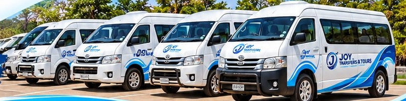 Joy Transfers & Tours Toyota Quantum shuttle fleet