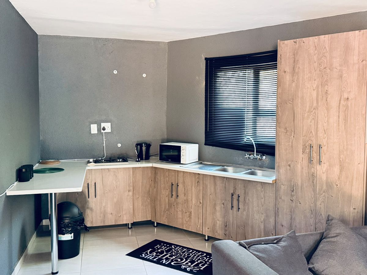 Kitchenette with microwave and hob